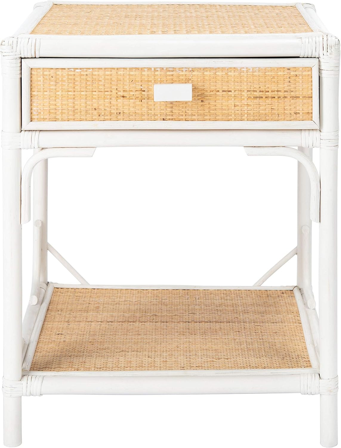 Safavieh Home Collection Roya White and Natural Rattan 1-Drawer 1-Shelf Nightstand | Amazon (US)