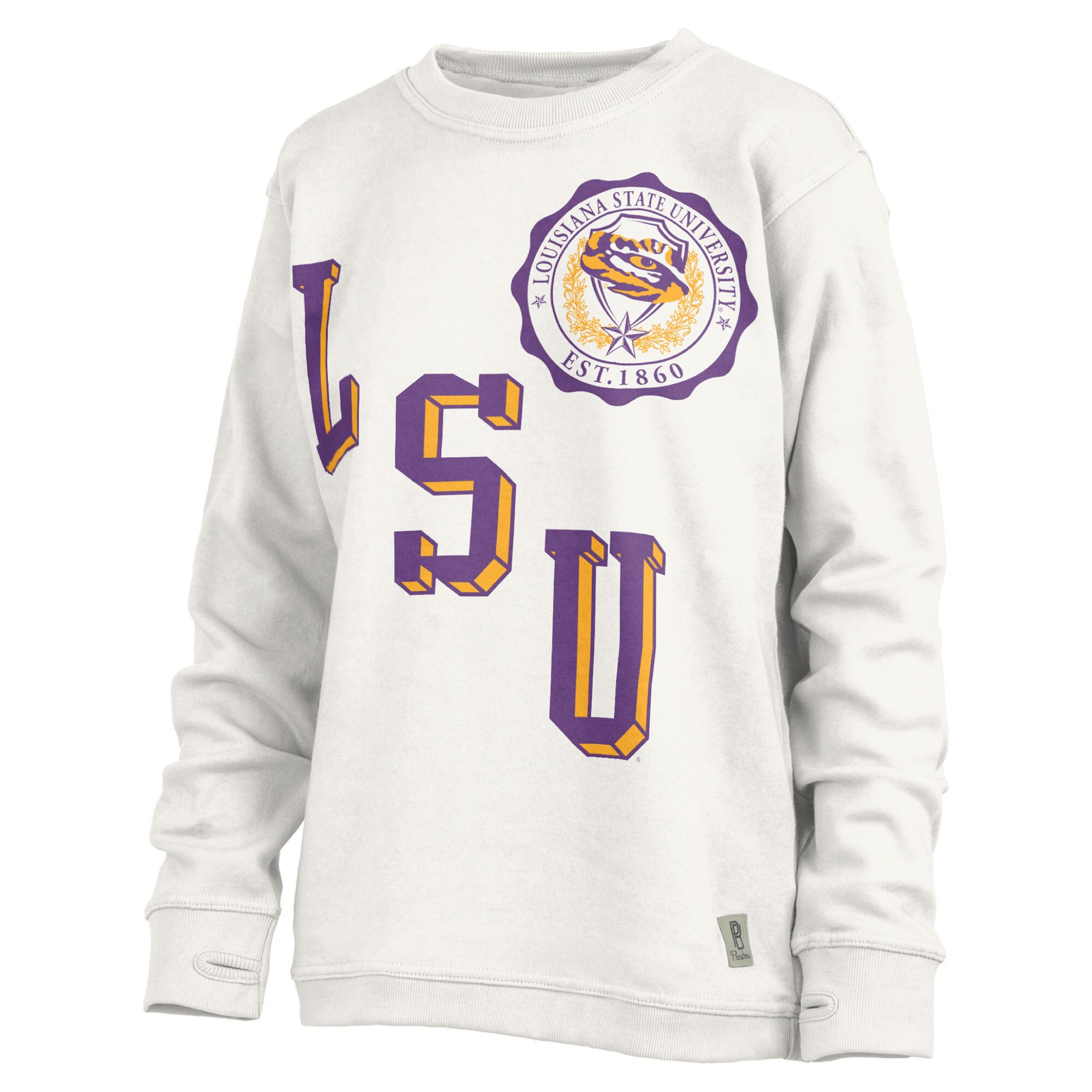 LSU Tigers Pressbox Women's Shoreline Sundown Pullover Sweatshirt - White | Fanatics