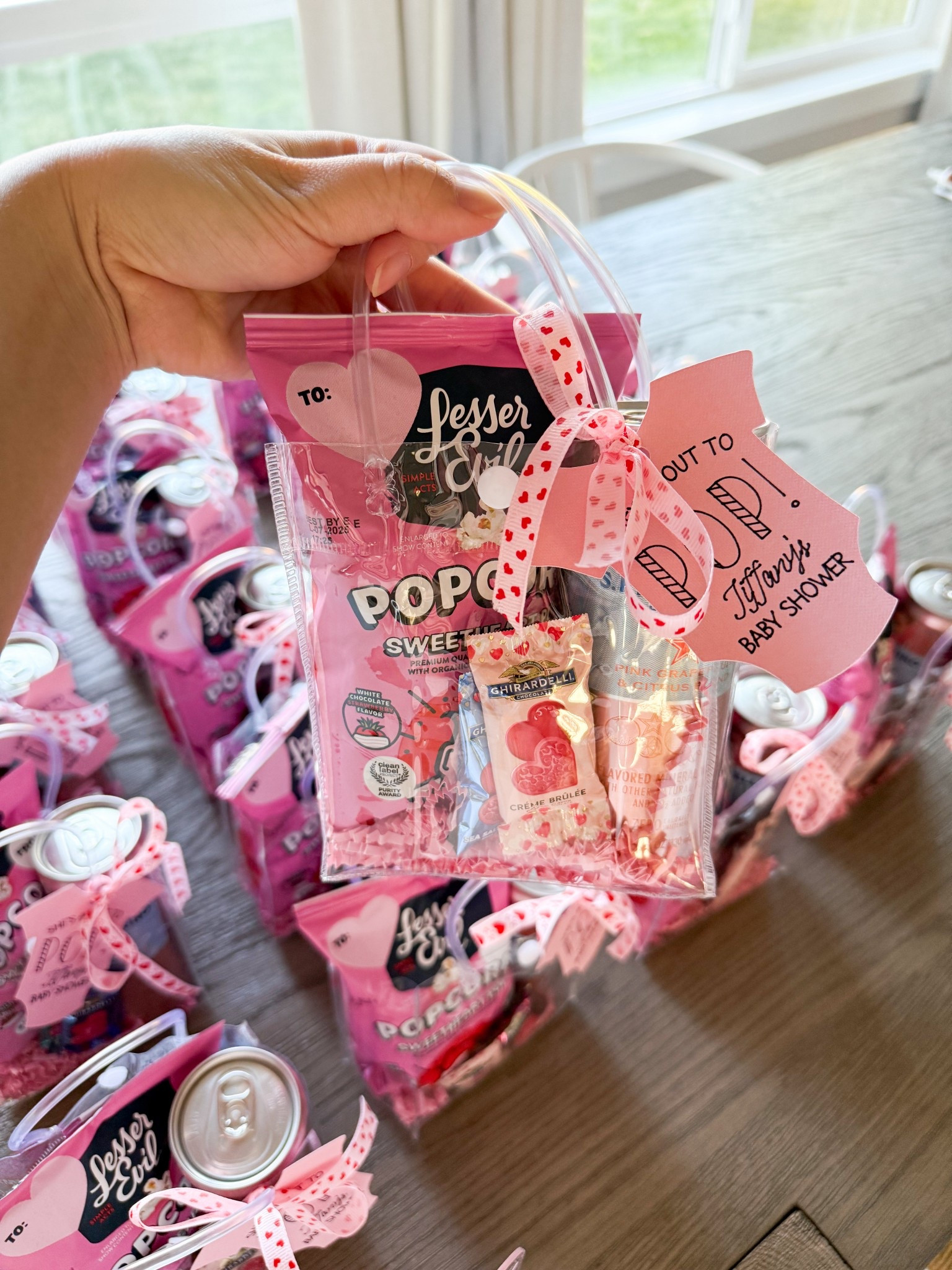 Baby shower favors with sparkling water + chocolates! Valentine's Day gift idea! 

Clear bags, ribbons, popcorn, party favors, shredded paper for gift baskets

#LTKValentine #LTKHome #LTKSeasonal
