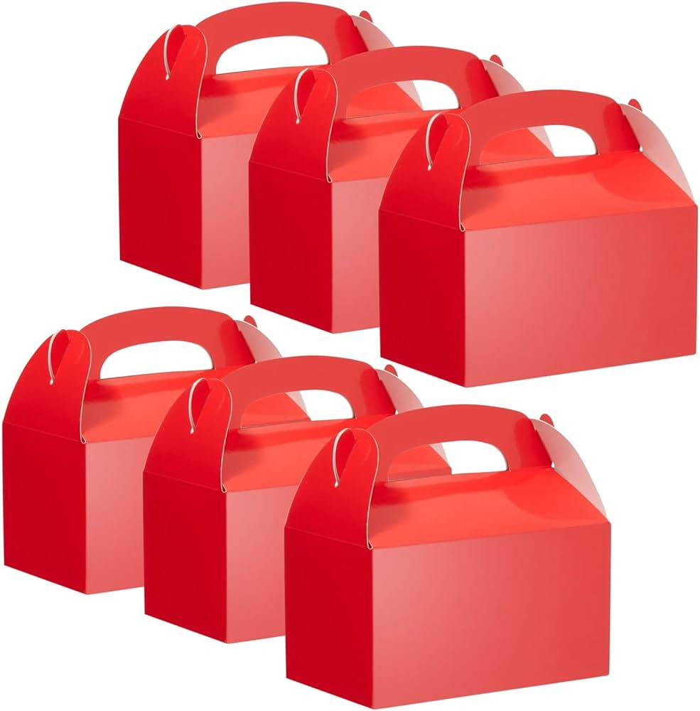 Juvale 24 Pack Red Party Favor Boxes with Handles, Bulk Gable Boxes for Birthday (6.2x3.5x3.6 in) | Amazon (US)