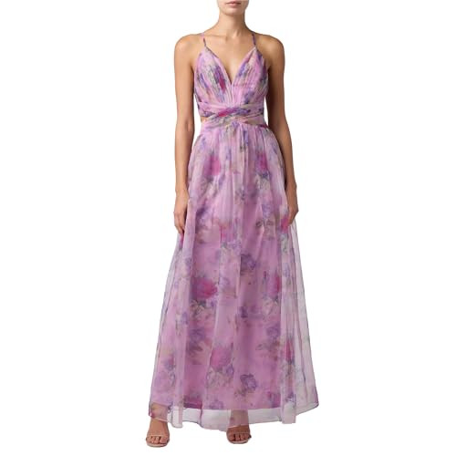 Lulus Dame Plunging Neck Cutout Maxi Dress \u2013 Watercolor Chiffon Lace-Up Formal Gown | Amazon (US)