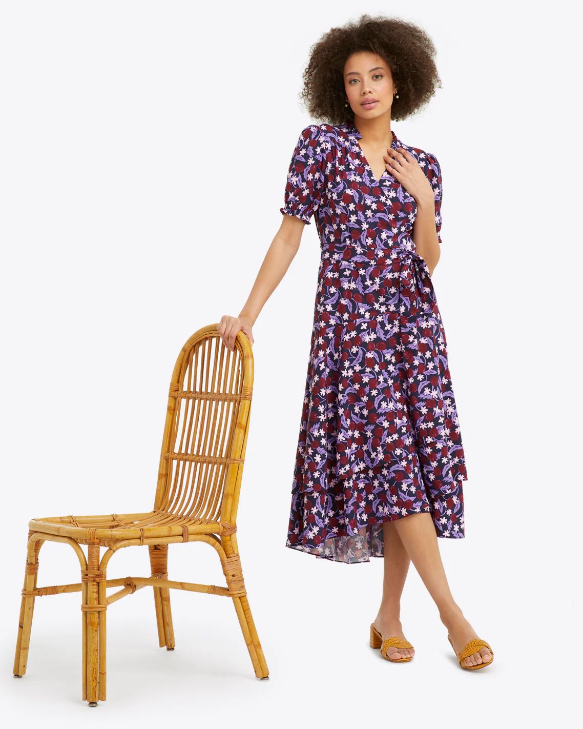 Naomi Wrap Dress in Plum Floral | Draper James (US)