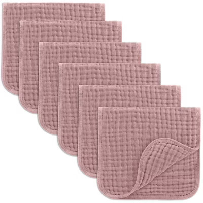 Muslin Burp Cloths Large 100% Cotton by Comfy Cubs (Mauve, Pack of 6) | Target