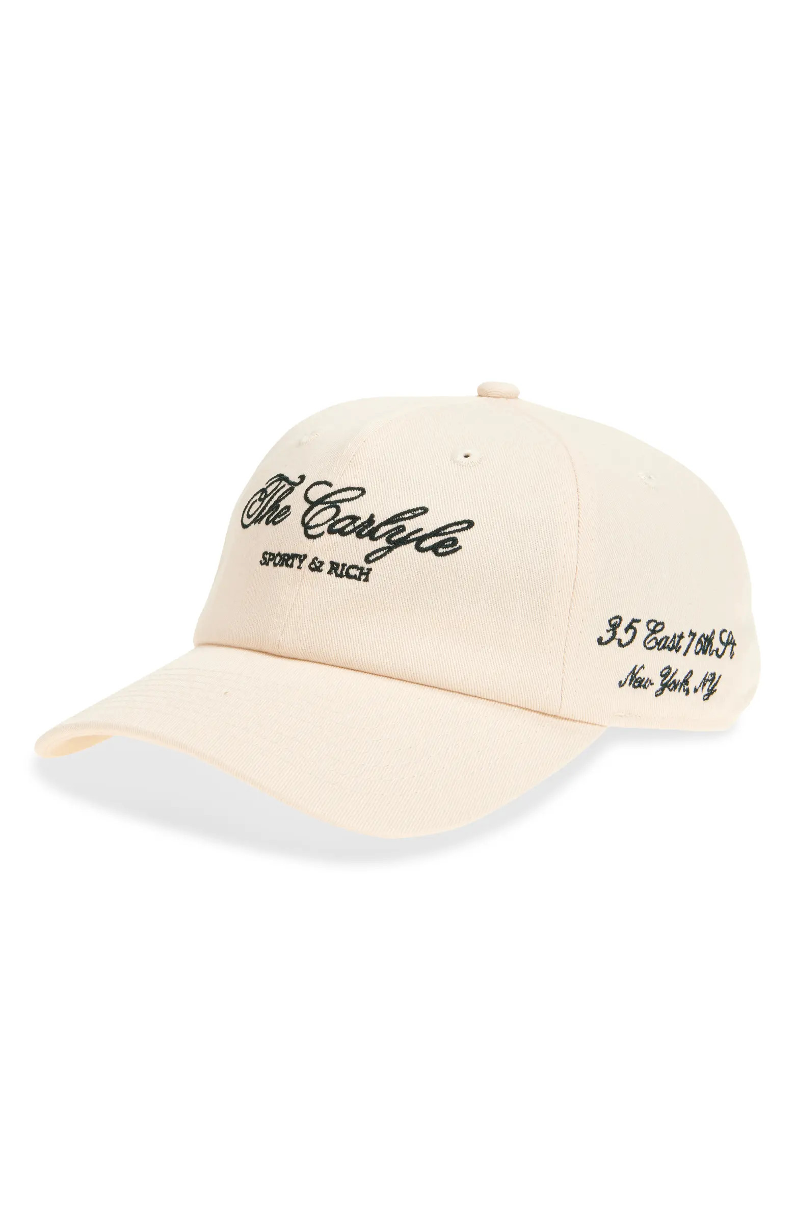 Sporty & Rich Carlyle Embroidered Logo Cotton Twill Baseball Cap | Nordstrom | Nordstrom