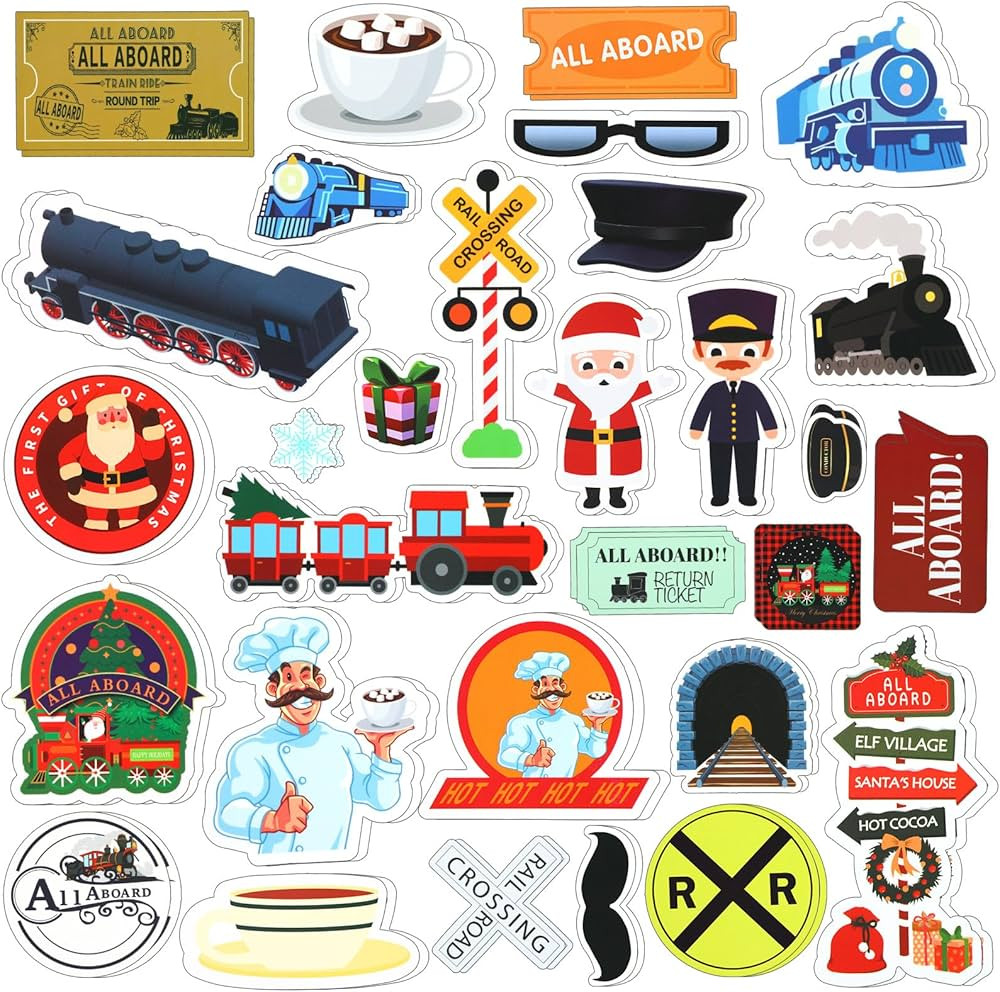 Tenceur 60 Pcs Christmas Express Train Stickers North Pole Decals Decorations Vinyl Waterproof Be... | Amazon (US)