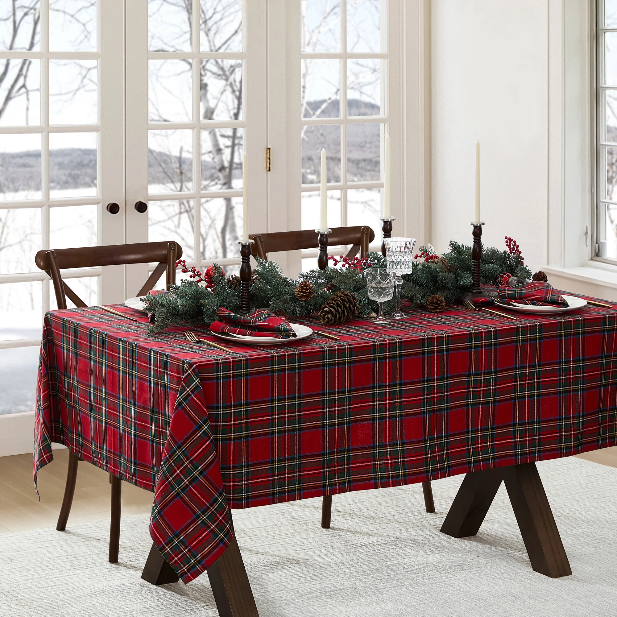 The Holiday Aisle® Kayleigha Holiday Plaid Christmas/Winter Cotton Tablecloth "& Reviews" | Wayf... | Wayfair North America