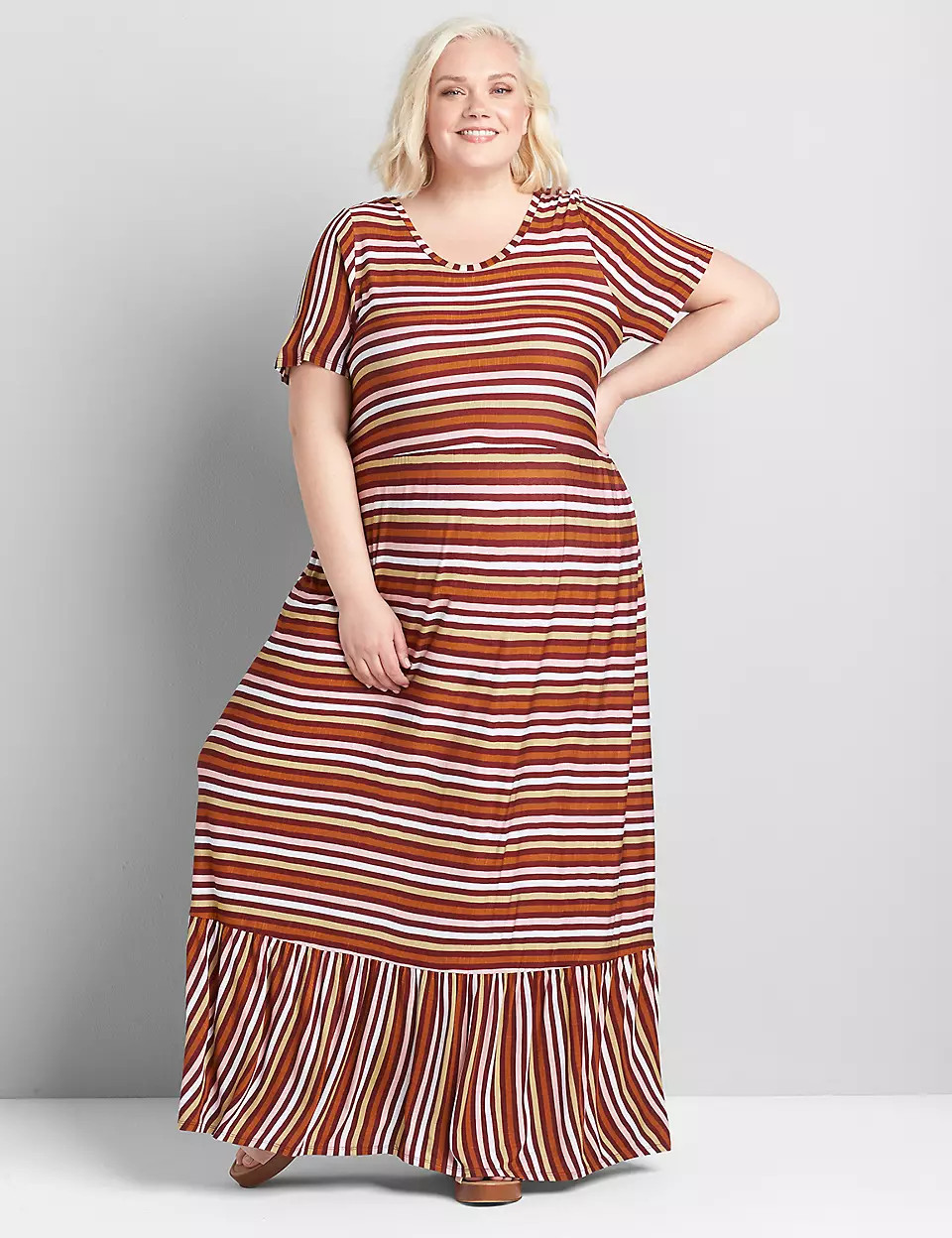 Scoop-Neck Flounce Maxi Dress | Lane Bryant (US)