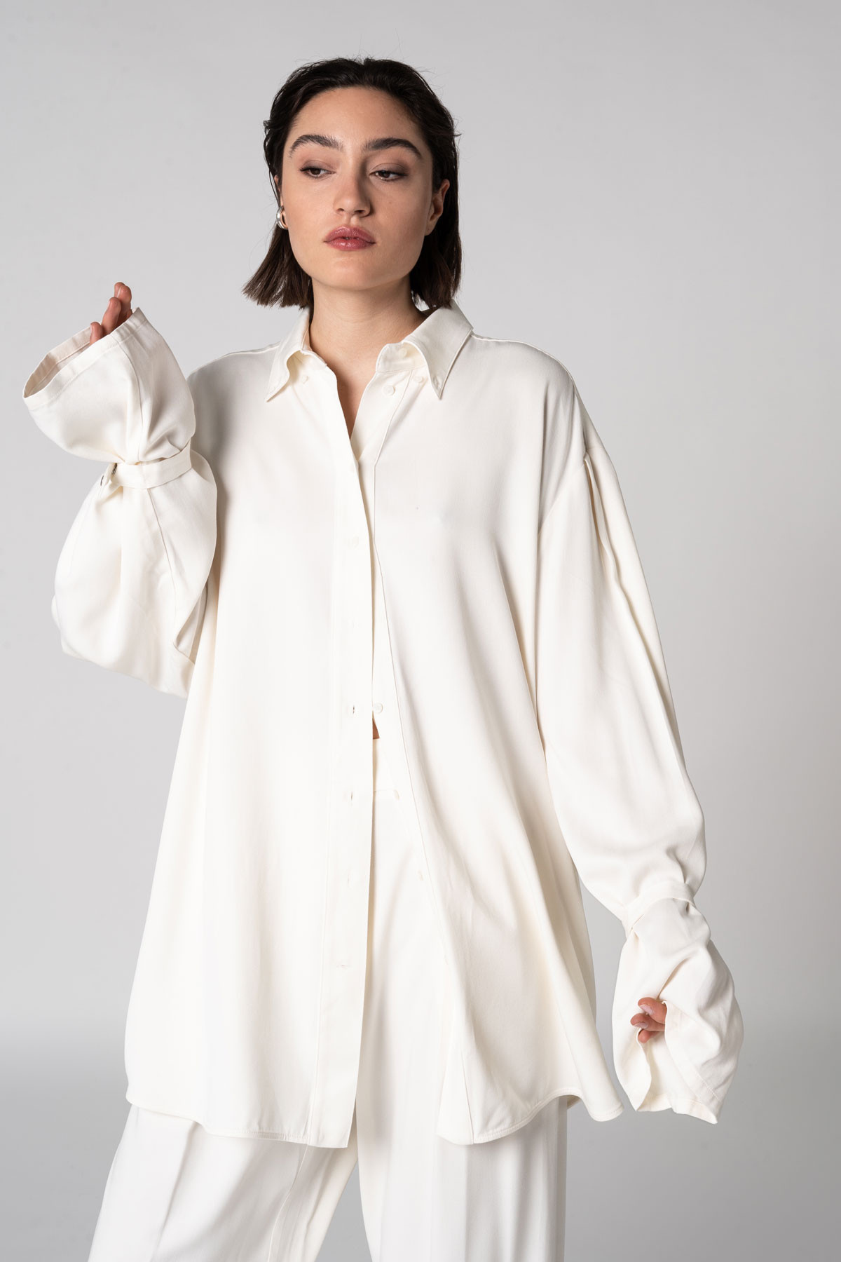 FELICIA Shirt Cream | black palms