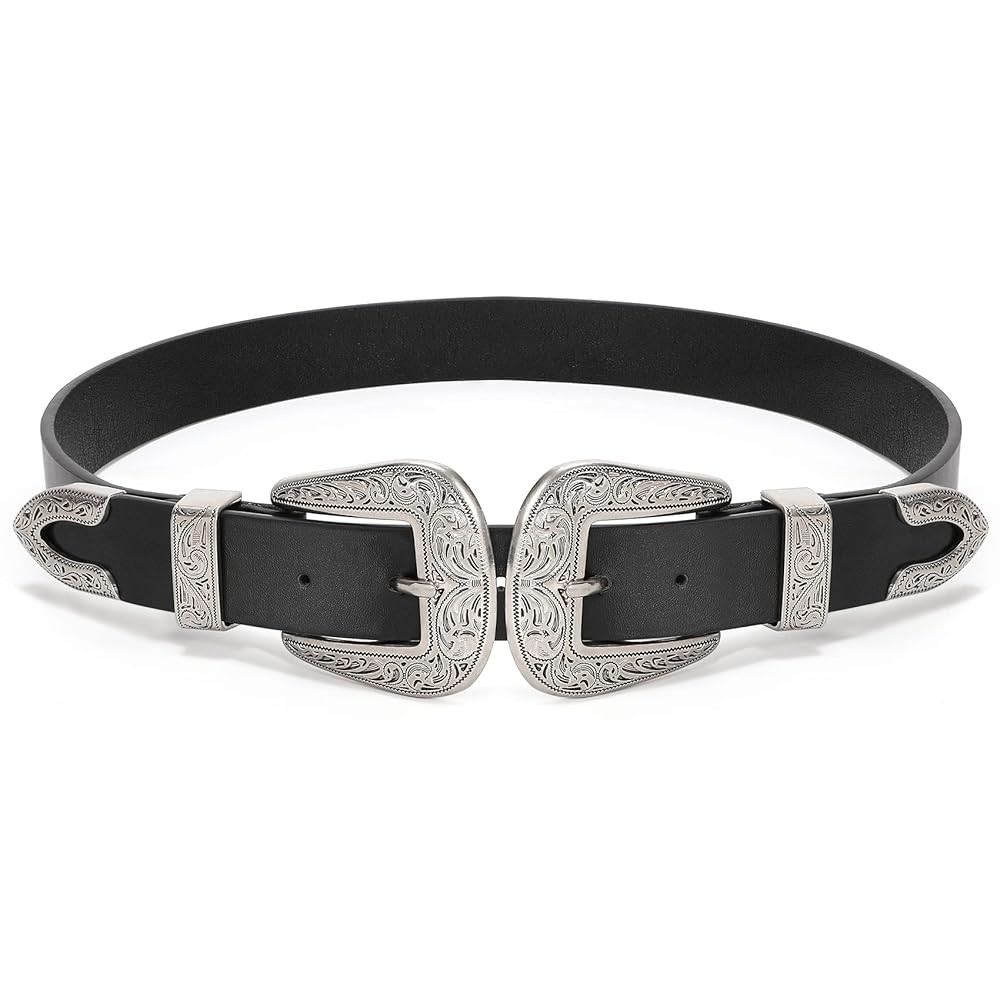 XZQTIVE Women Leather Belt Ladies Vintage Western Belt Retro Cowgirl Leather Belt Black Waist Bel... | Amazon (US)