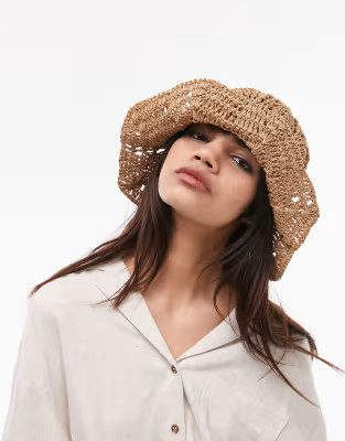 Topshop crochet bucket hat in natural | ASOS (Global)