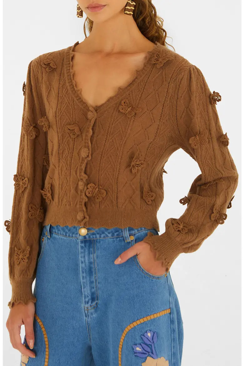 FARM Rio Richielieu 3-D Butterfly Detail Cardigan (Women) | Nordstrom | Nordstrom