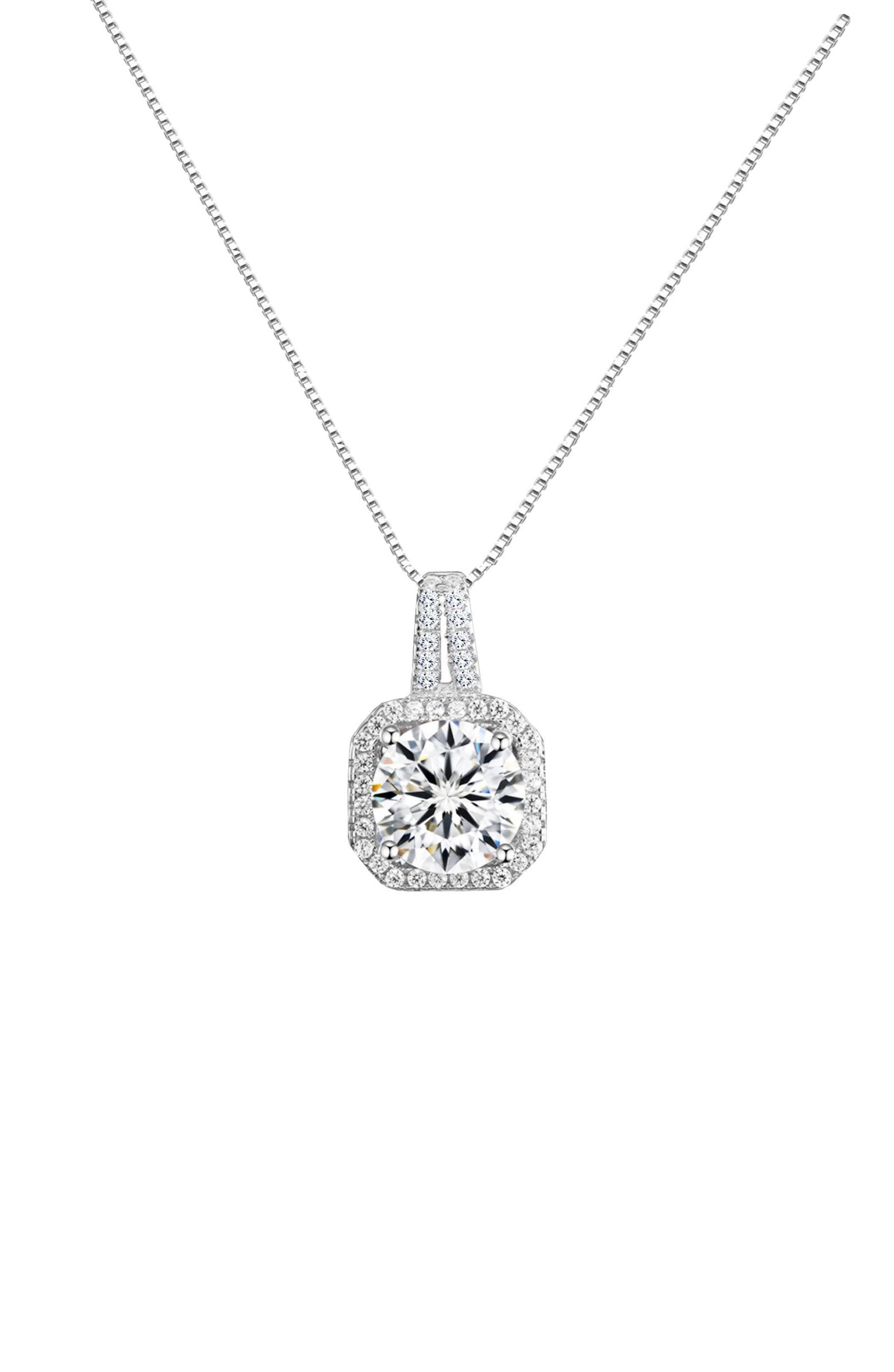 Two Carat Halo Cubic Zirconia Pendant Necklace | Nordstrom
