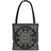 Paisley Bandana Pattern Tote Bag Indie Shoulder Bag & Black All Over Print Reusable For Aesthetic Grunge Accessories | Etsy (US)