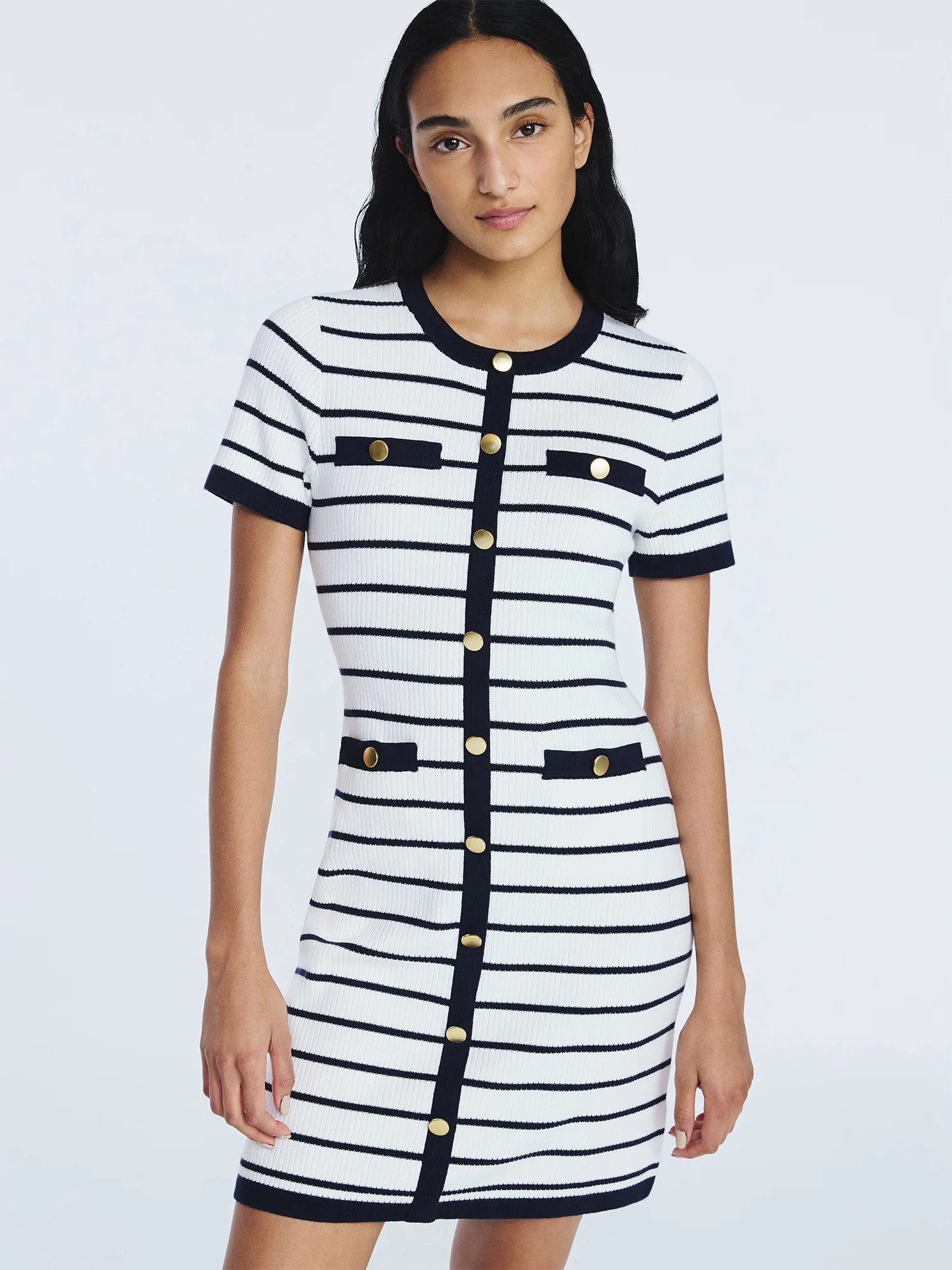 Free Assembly Women's Welt Pocket Mini Sweater Dress with Short Sleeves, Sizes XS-XXL | Walmart (US)