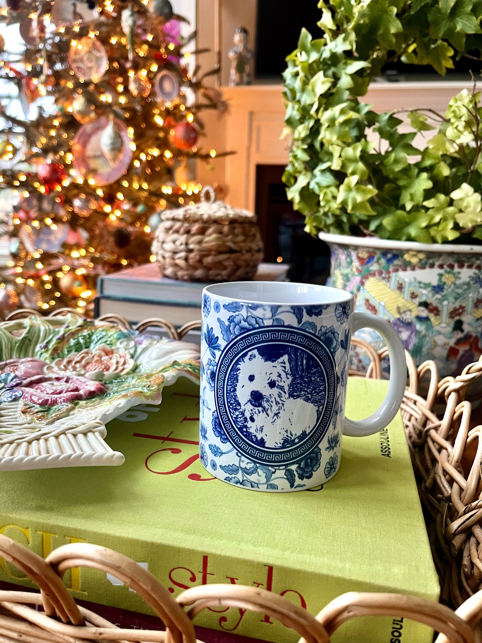 Planning to finish tree number two today, but first coffee…. Love the blue and white Westie mug I shared with you the other day. Great for gifting or giving to yourself (hint hint!) - several other breeds avail, including labs, corgis, Frenchies and greyhounds.
Plus style tip: one of my favorite coffee table books for styling. Great color, great cover. Always looks so good! Give your table A Touch of Style! 

#LTKHoliday #LTKGiftGuide #LTKCyberWeek