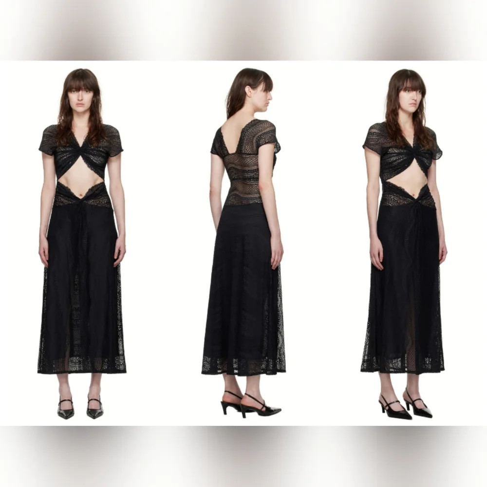 NWT Beaufille Black Sassen Maxi Lace Waist Cut-out Floral Pattern Dress | Poshmark