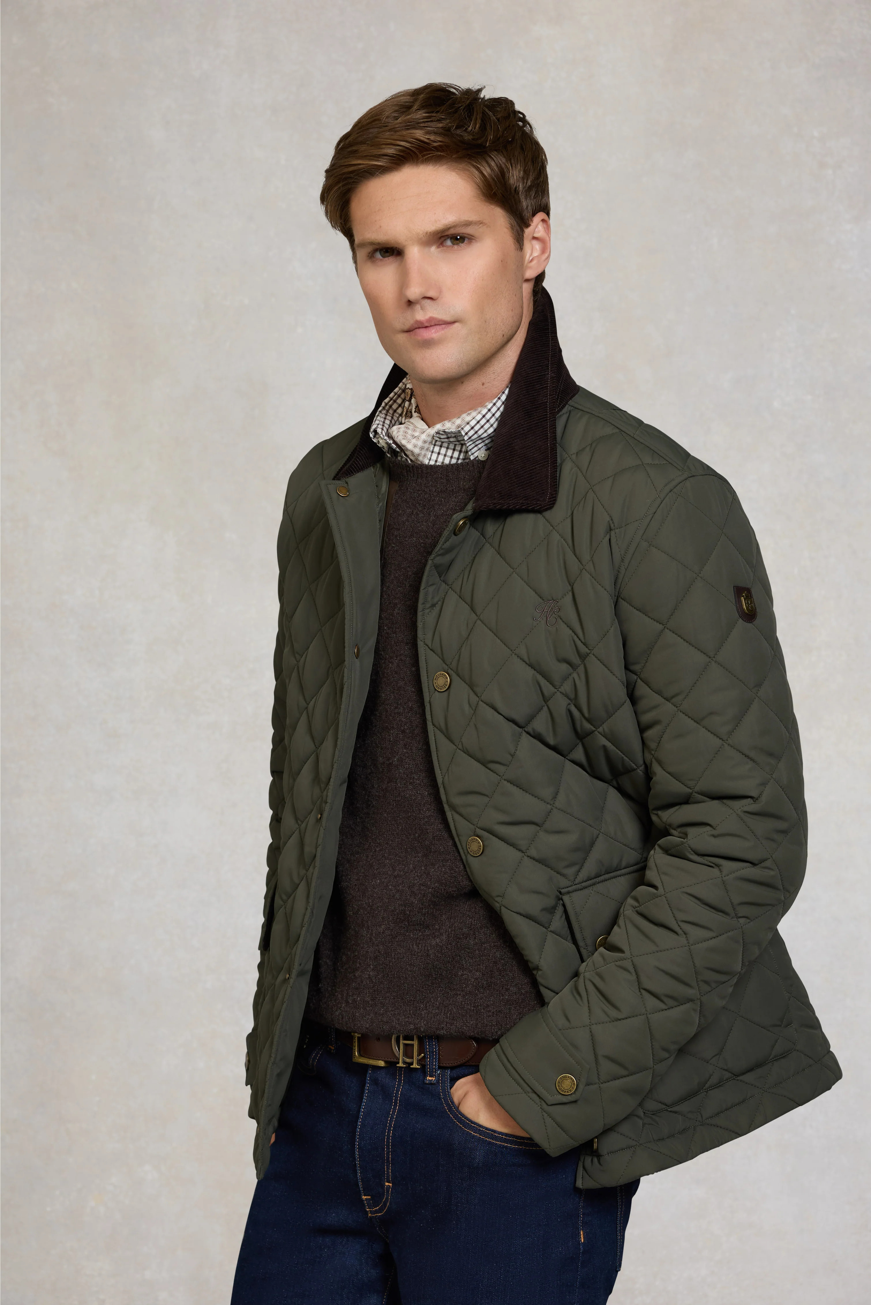 Men's Quilted Liner Jacket (Army Khaki) | Holland Cooper