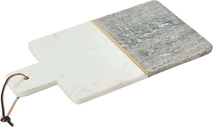 Main + Mesa 2-Tone Marble Cutting Board with Brass Inlay, White/Gray | Amazon (US)