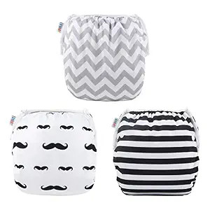 Alva Baby Swim Diapers 3pcs Reuseable Washable & Adjustable for Swimming Lesson & 0-2 Years Baby ... | Amazon (US)
