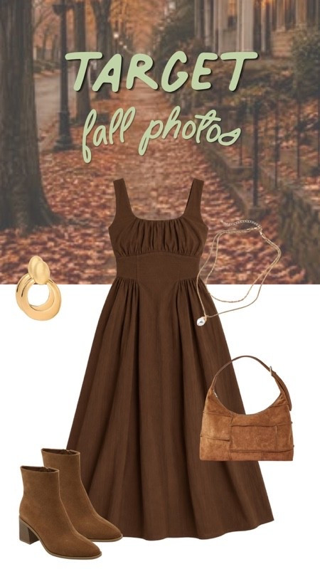 Target fall photo outfit inspo. I’m loving the rich brown dress styled with suede boots, a matching bag, and gold jewelry for the cutest fall photos.

#LTKSeasonal #LTKootd #LTKdayinmylife