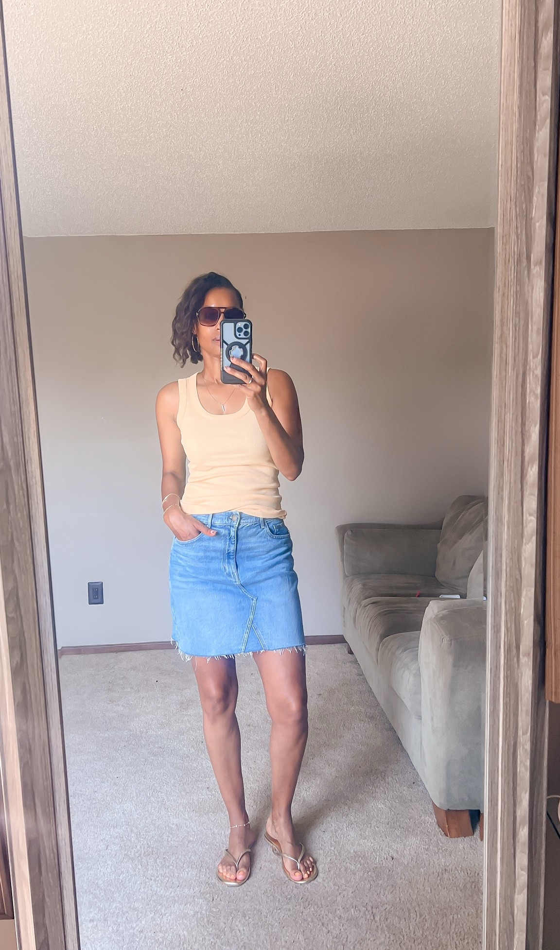 Simple denim skirt and tank for an easy summer outfit

#LTKootd #LTKOver40