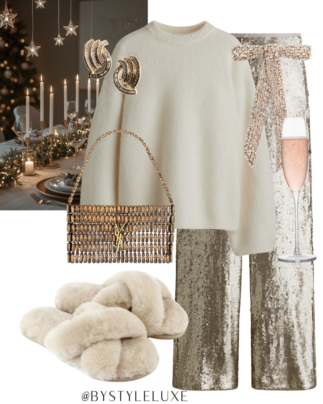 CHRISTMAS AT HOME - styling these gorg champagne gold sequin trousers and a cosy cream jumper for a comfy oarty look

#hm #sequintrousers #partywear 

#LTKwinter #LTKpartywear #LTKfestive