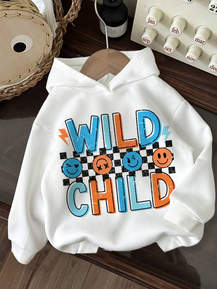 SHEIN Young Boy Casual Daily Life Loose Comfortable Letter Print Thick Knit Long Sleeve Sweatshir... | SHEIN