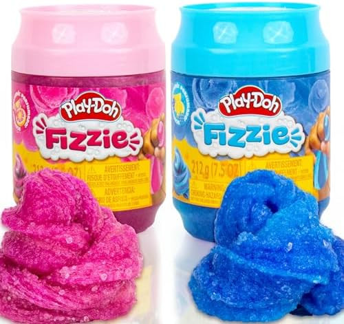 Play-Doh Fizzie 2-Pack, 1 Can of Two-Toned Pink Strawberry-Scented, 1 Can of Two-Toned Blue Raspb... | Amazon (US)
