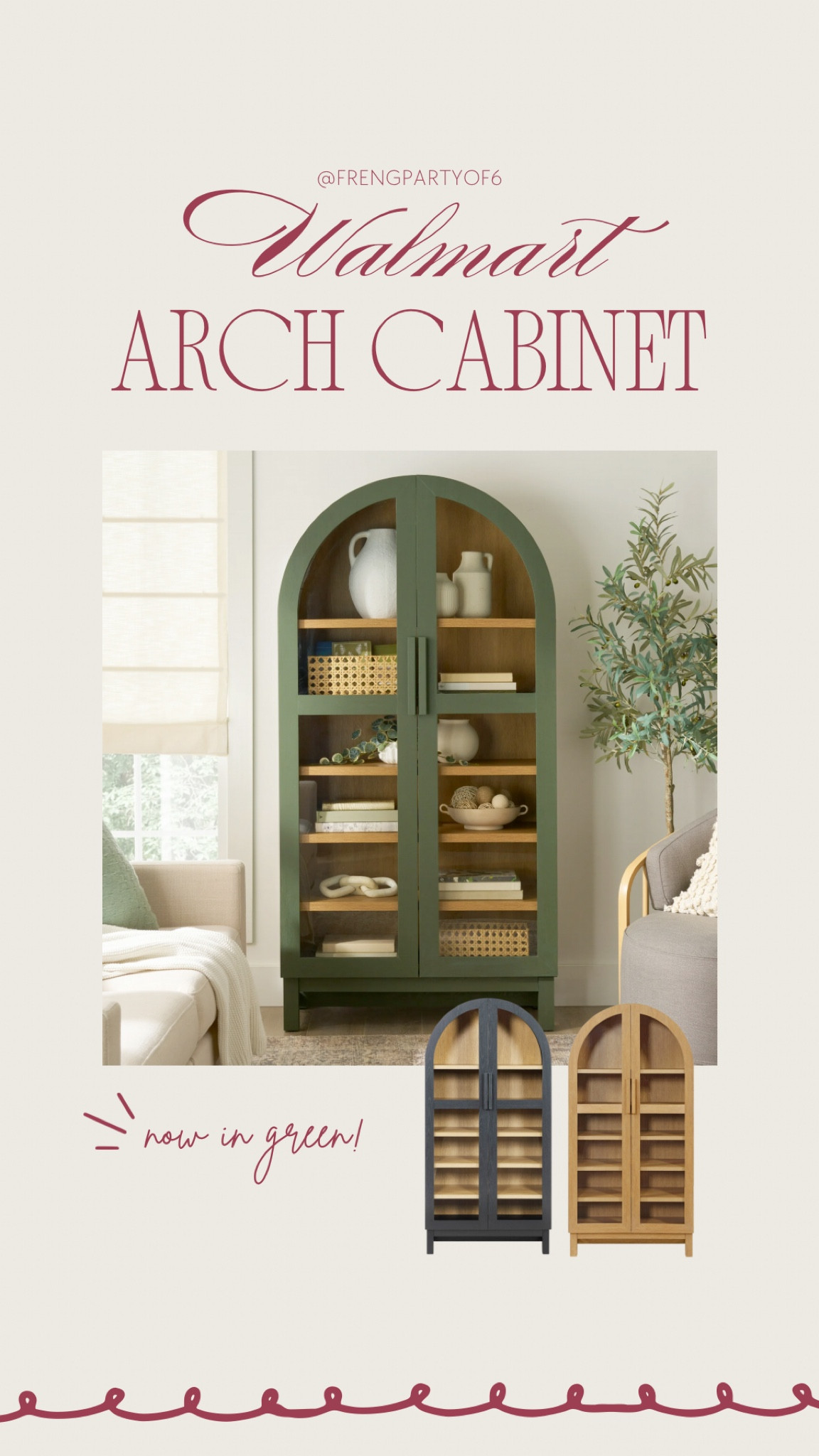 The viral Walmart arch cabinet now comes in this pretty green color! The light Honeywood color is on sale and $120 off! 


#LTKHome #LTKSaleAlert
