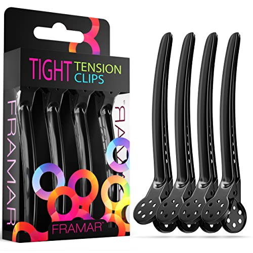 Framar Black Tight Tension Clips - Set of 4 Professional Hair Clips – Hair Clips for Styling, Clips for Hair, Metal hair Clips - Extra Tight & Durable | Amazon (US)