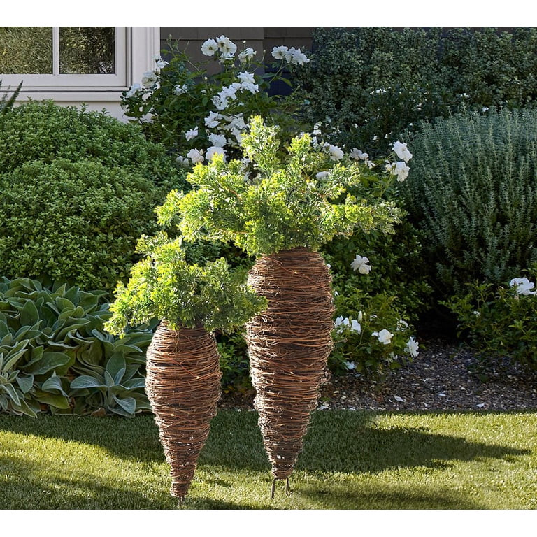 ValHome Lit Rattan Easter Collection Lighted Carrot Decor - 15.7" Woven Wicker Easter Bunny with ... | Walmart (US)