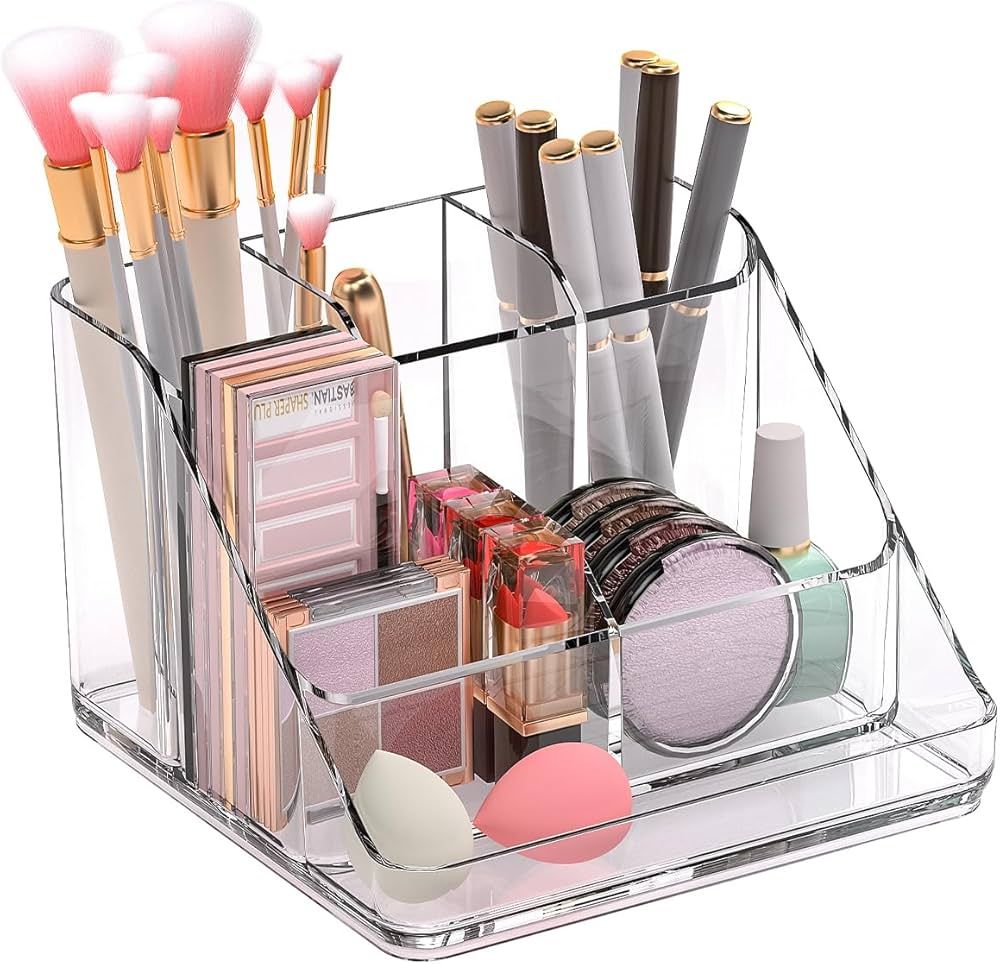 Ettori Makeup Organizer Tray, 6-Compartment Vanity Makeup Organizer for Jewelry, Hair Accessories... | Amazon (US)