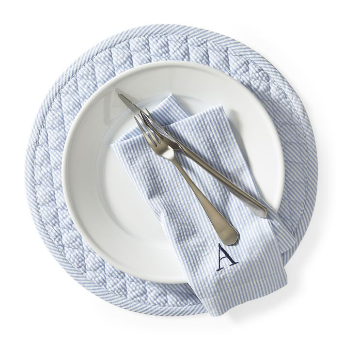 Blue Stripe Seersucker Placemats, Set of 4 | Mark and Graham