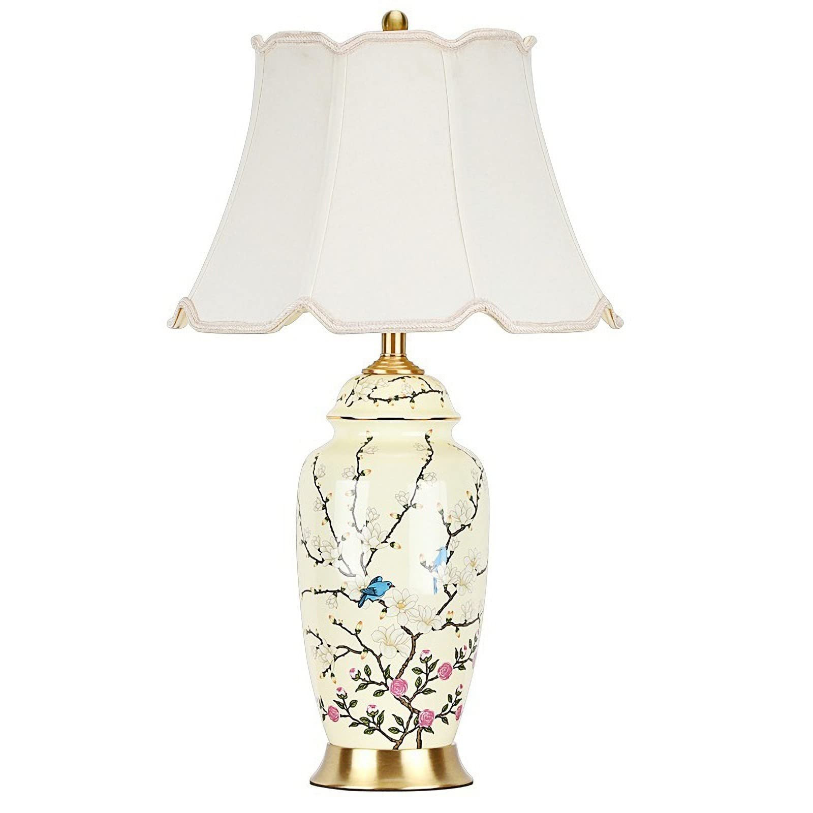 Flower Bird Ceramic Table Lamp, Rustic Vintage White 26.7" Tall Coastal Bedside lamp, Ceramic Lam... | Amazon (US)