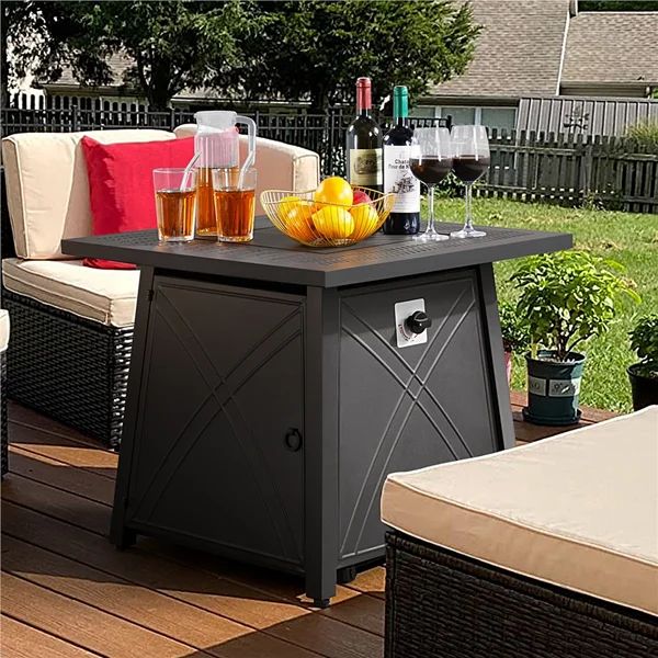 25'' H x 28'' W Steel Propane Outdoor Fire Pit Table | Wayfair North America