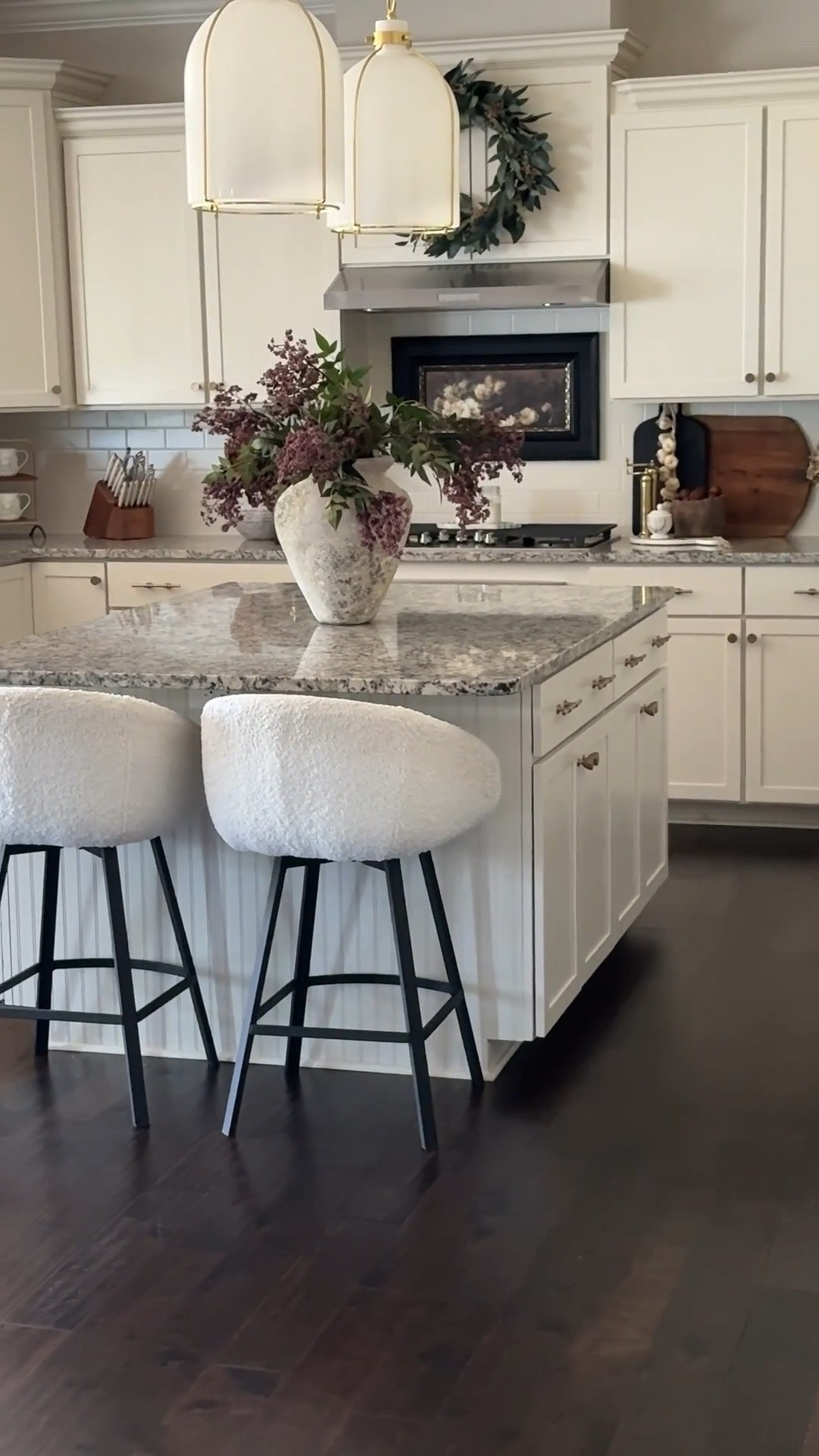 Spring Kitchen

Plum stems, island pendants, counter stools, vintage inspired door knob, gold kitchen faucet, moody hydrangeas, brass salt & pepper mills, marble bowl, round marble bowl, ceramic lace serving board, marble wine holder, champagne bronze hardware, runner, gold figs, olive oil dispenser, gold spouts, garlic garland, black cutting board, green wreath, vintage cutting board, vintage wood bowl