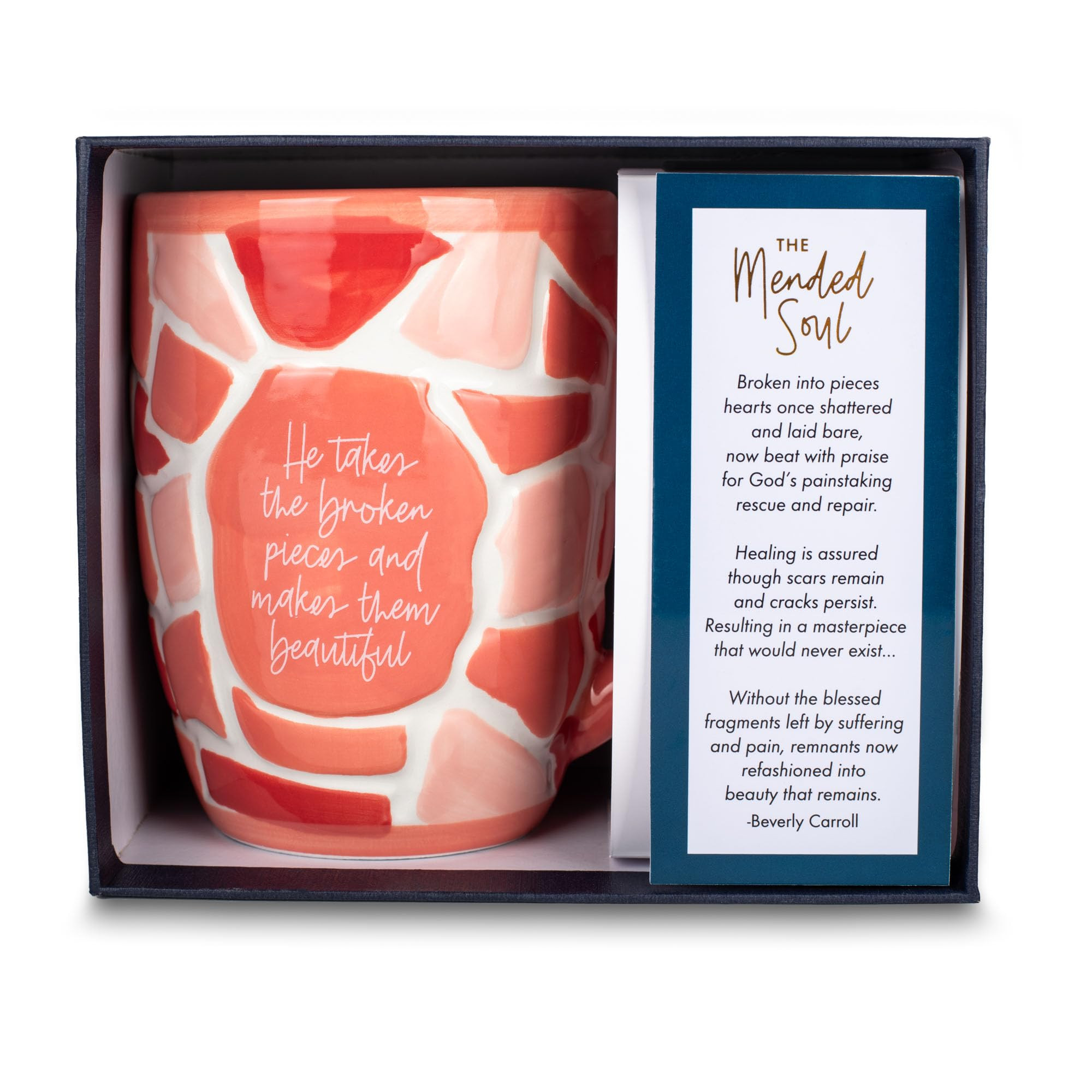 Mary Square Broken Pieces 16 ounce Ceramic Stoneware Coffee Tea Cup Mended Mug, Pink | Amazon (US)