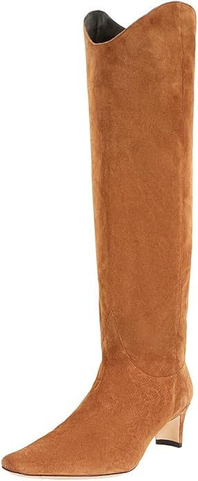 Pazzion Women Chic Wide Calf Square Toe Knee High Boots Low Heel Pull On Warm Long Booties Dressy... | Amazon (US)