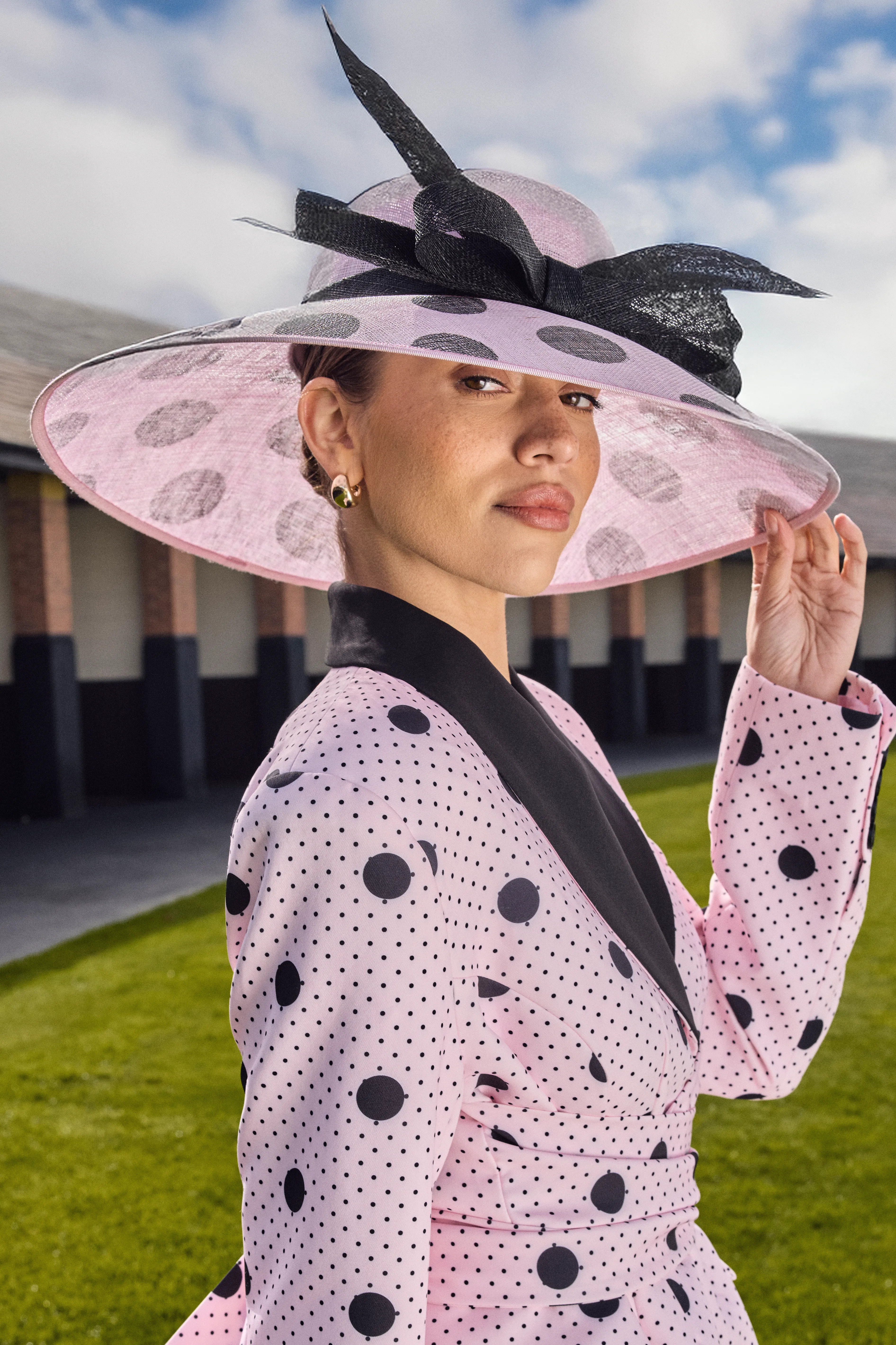 Pink Coast Lisa Tan Bow Wide Brim Hat With Printed Spot | Debenhams | Debenhams UK