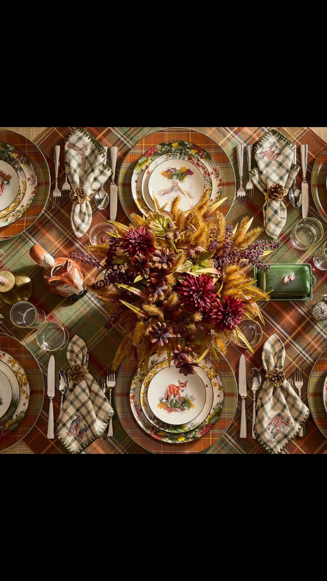 Dress up your Thanksgiving or fall table this year with warm plaids and forest woodland dishes.  Plaid table linens and cozy plaid trimmed charger plates set the scene for any autumn gathering.  Find all of the details and all of the sources.  

#LTKautumn #LTKSeasonal #LTKHome