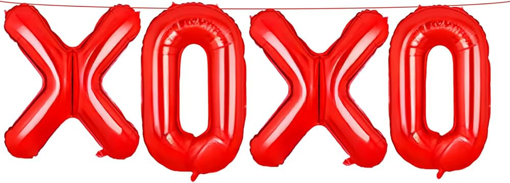 16 Inches XOXO Balloons Hanging Banner Decorations, Red Aluminum Foil Letter Balloons for Valenti... | Amazon (US)