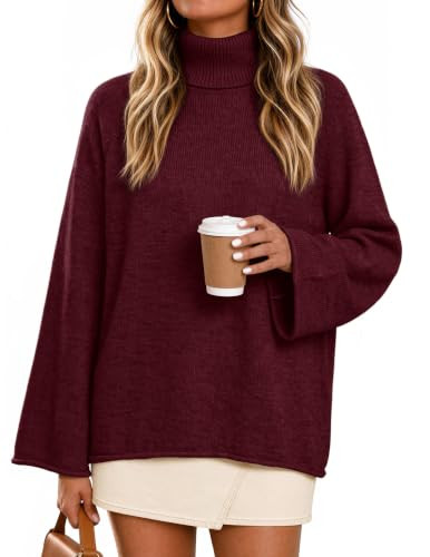 MEROKEETY Sweaters for Women Fall Winter Turtleneck Oversize Knit Tops | Amazon (US)