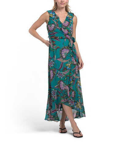 Side Tie Ruffle Wrap Dress | TJ Maxx
