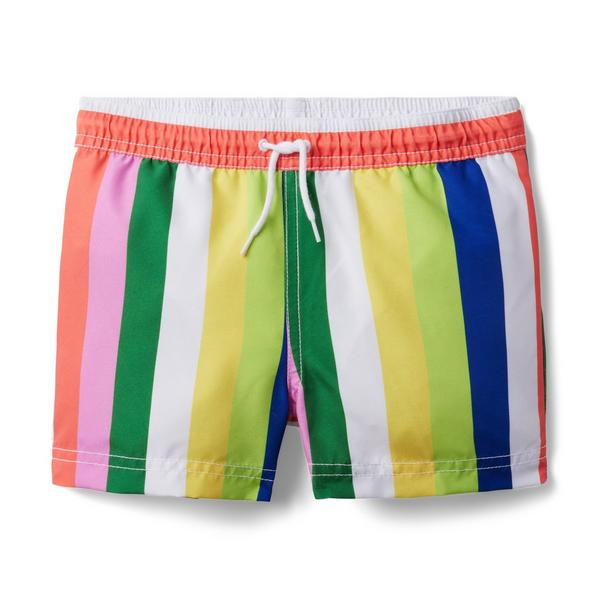 Kaavia James Rainbow Striped Swim Trunk | Janie and Jack