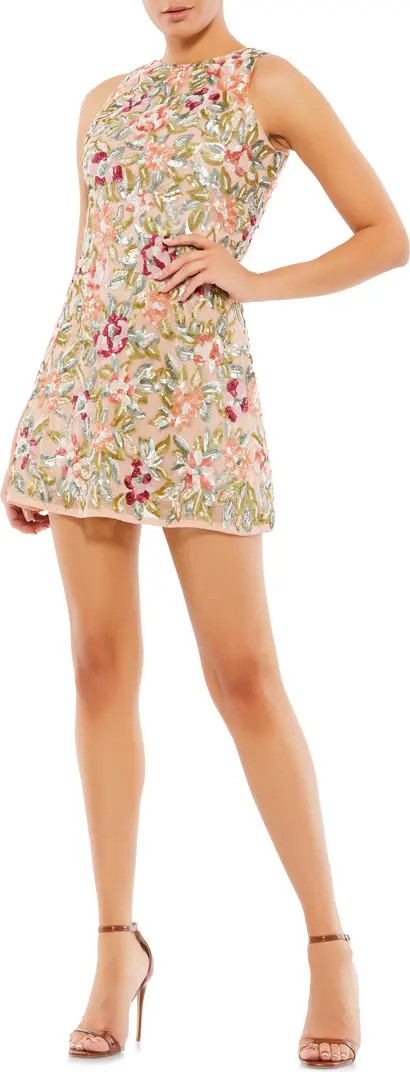 Floral Sequin Sleeveless Minidress | Nordstrom