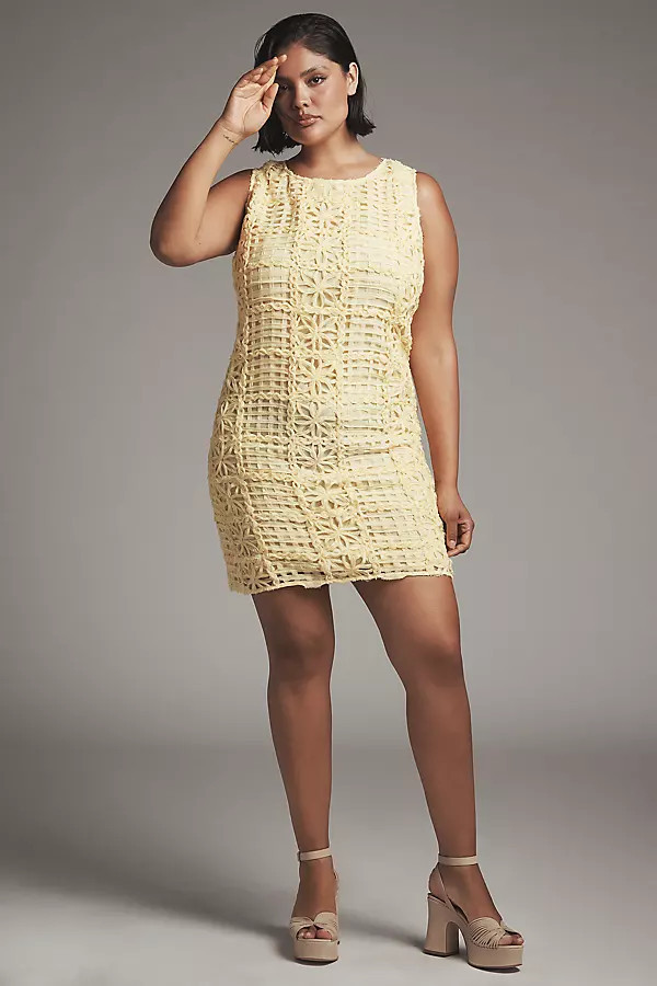 Sleeveless Lace Crew-Neck Mini Dress | Anthropologie (US)