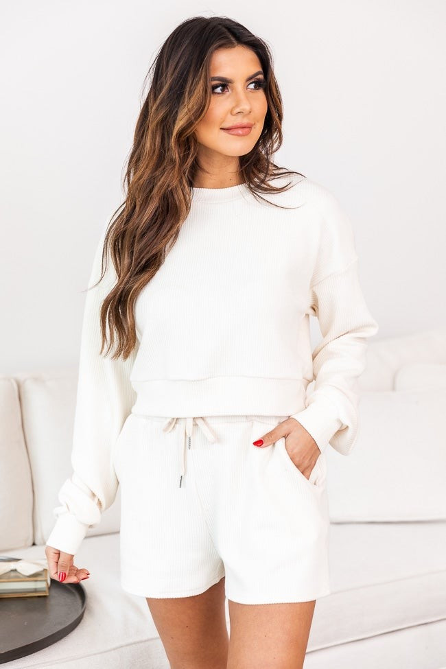 Why Not Ivory Cord Lounge Shorts | The Pink Lily Boutique