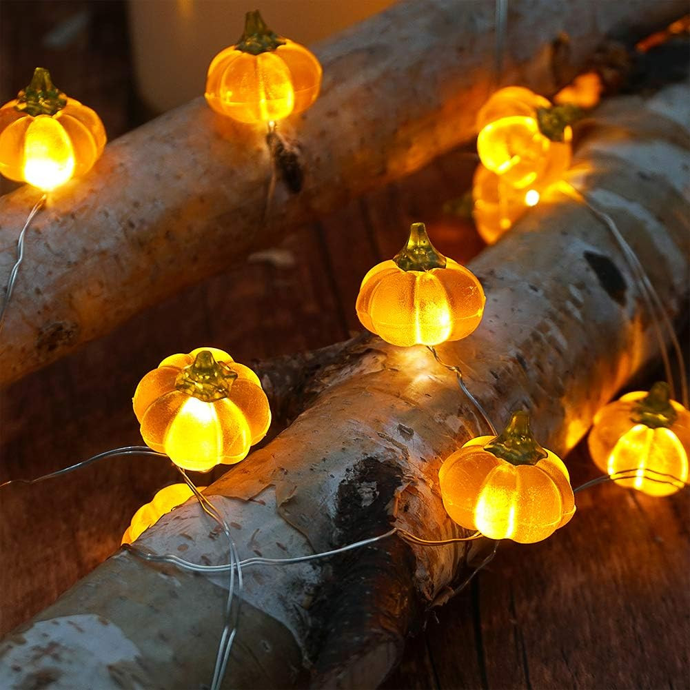 BOHON Halloween Lights 3D Jack-o-Lantern 10ft 30 LEDs Pumpkin String Lights Battery Powered Orang... | Amazon (US)