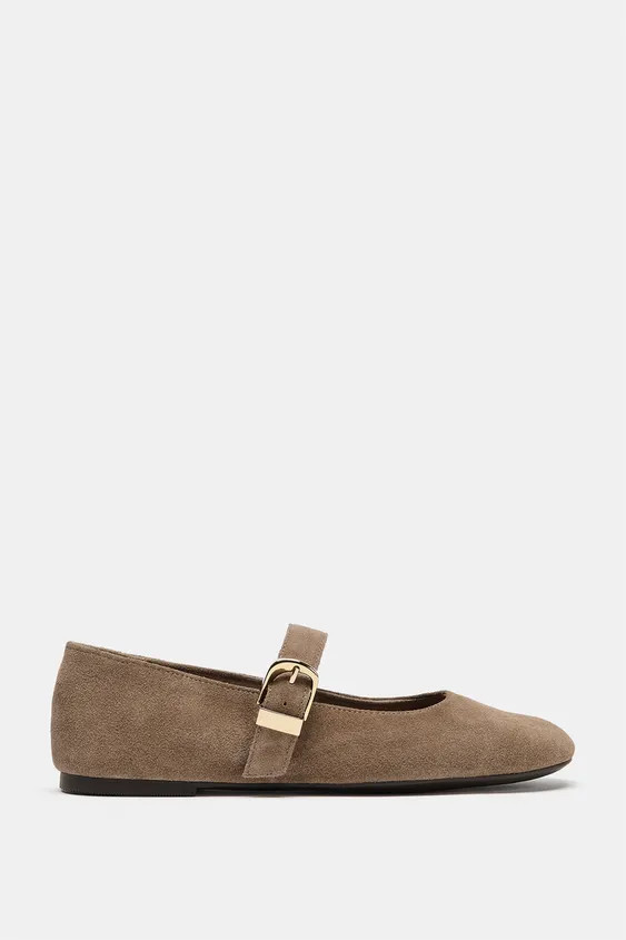 SPLIT SUEDE BALLET FLATS | Zara DE