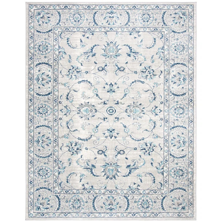 Llana Power Loom Performance Light Grey / Blue Rug | Wayfair North America
